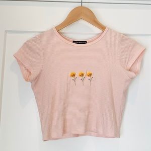 Brandy Melville embroidered poppy/floral top